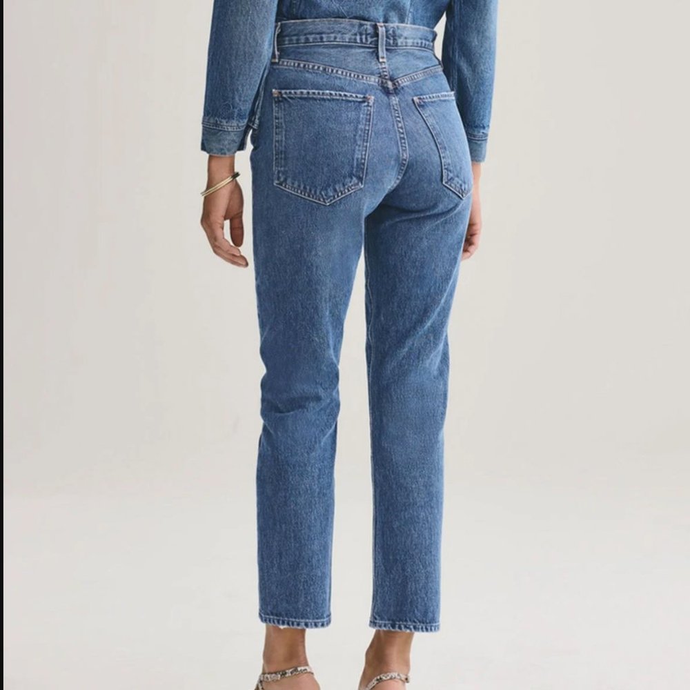 Agolde Riley High Rise Straight Crop Air Blue